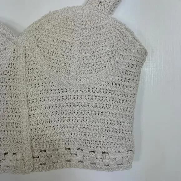 Zara Knit Crochet Sweetheart Bustier Crop Top - Picture 3 of 8